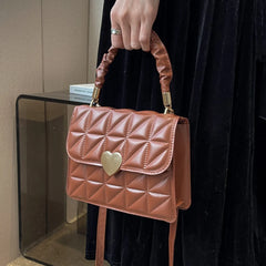 Vintage PU Leather Women Crossbody Bags Pleated Top-Handle Bags
