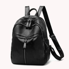 Vintage PU Leather Women Shopping Backpack Student Large Capacity School Bag