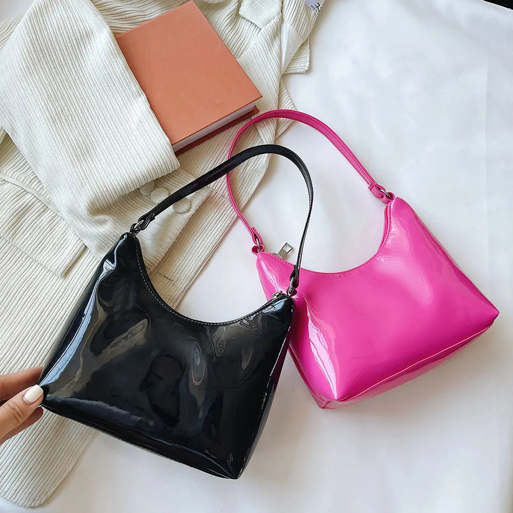 Vintage PU Patent Leather Women Shoulder Bags