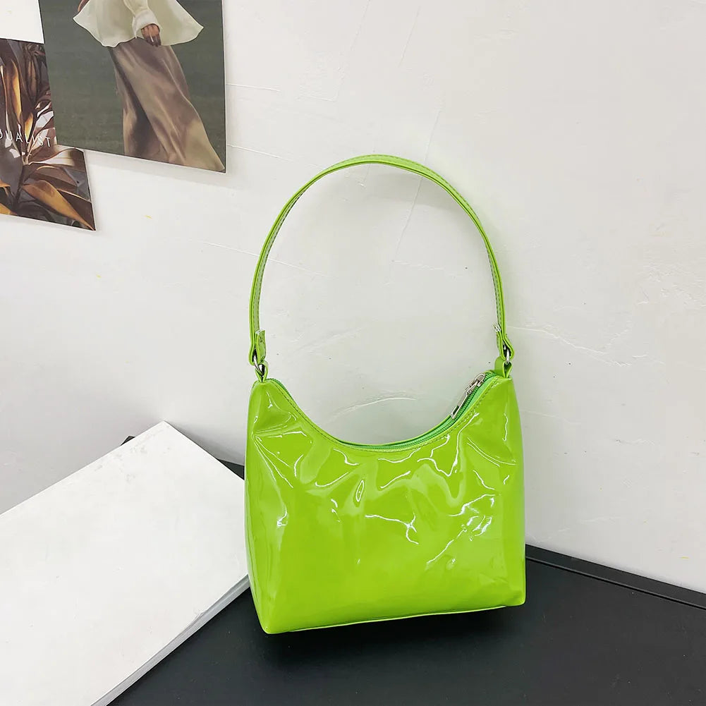 Vintage PU Patent Leather Women Shoulder Bags