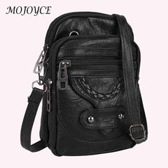 Vintage PU Women Handbag Shoulder Tote Bag Zipper Mobile Phone Pouch