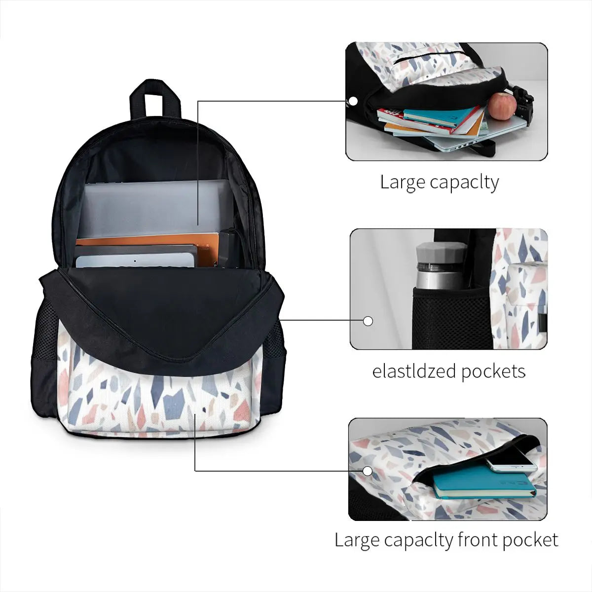 Pastel Pink Beige Backpack Men Women Schoolbag Child School Backpack