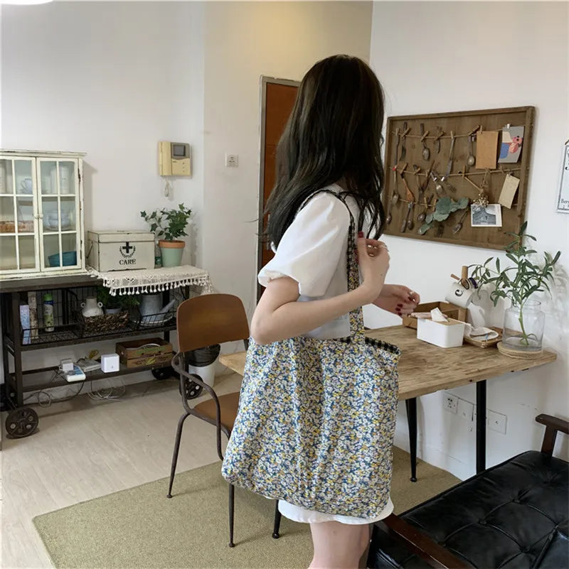 Vintage Plaid Floral Double-Sided Women's Tote Bag