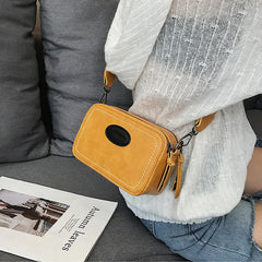 Vintage Wide Strap Crossbody Bag PU Leather Lady Shoulder Messenger