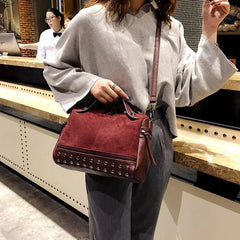 Vintage Rivet Crossbody Bag PU Leather Shoulder Bag Lady Handbag