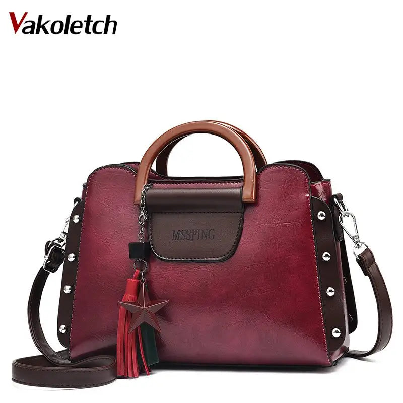 Vintage Tassel Messenger Bag Female Ladies Shoulder Bag Women PU Leather Handbag