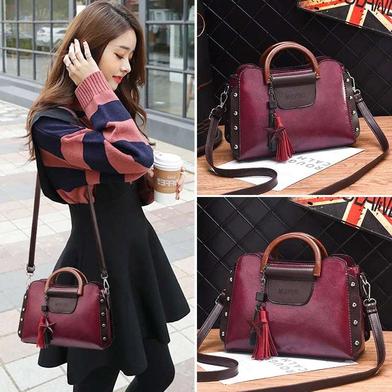 Vintage Tassel Messenger Bag Female Ladies Shoulder Bag Women PU Leather Handbag