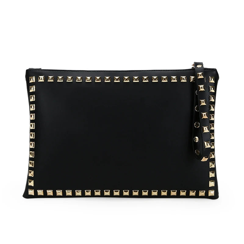 Vintage Rivets PU Leather Crossbody Bag Envelope Clutch