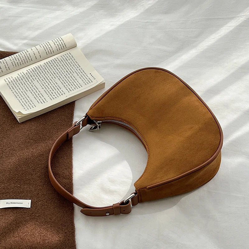 Vintage Scrub PU Leather Small Suede Shoulder Bags For Women