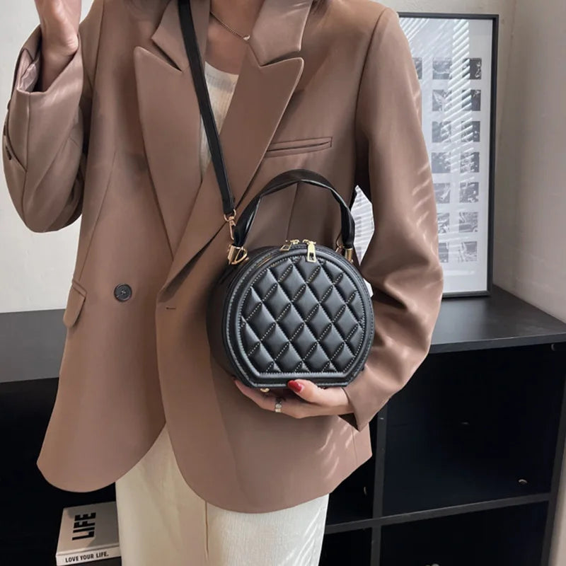 Vintage Small Round Shoulder Bag for Women