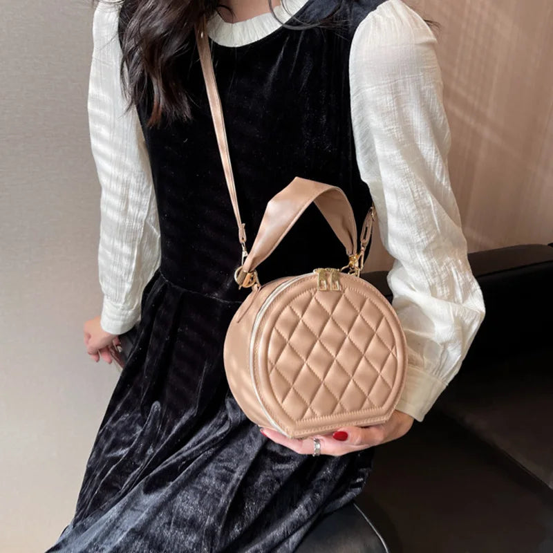 Vintage Small Round Shoulder Bag for Women