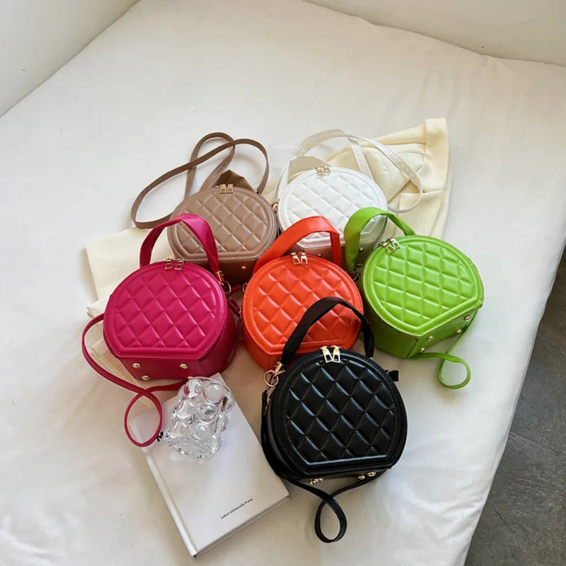 Vintage Small Round Shoulder Bag for Women