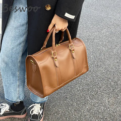 Vintage Shoulder Bag Women Large Capacity Travel Bag Business Trip Crossbody Bag