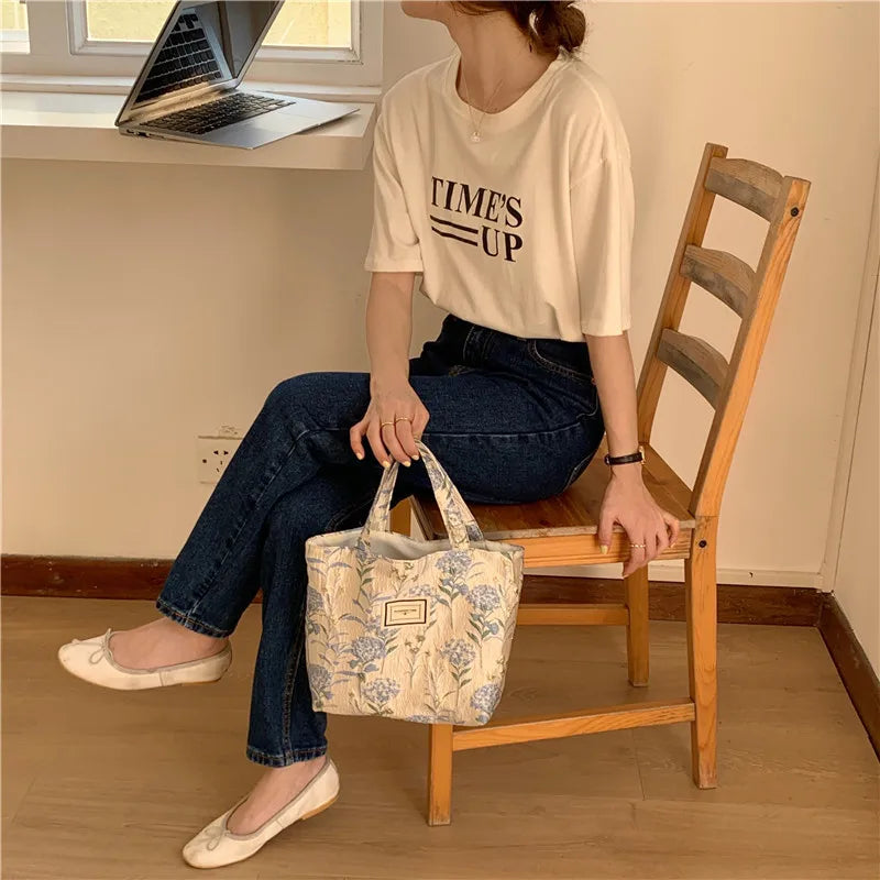 Vintage Jacquard Flower Shoulder Bag for Women