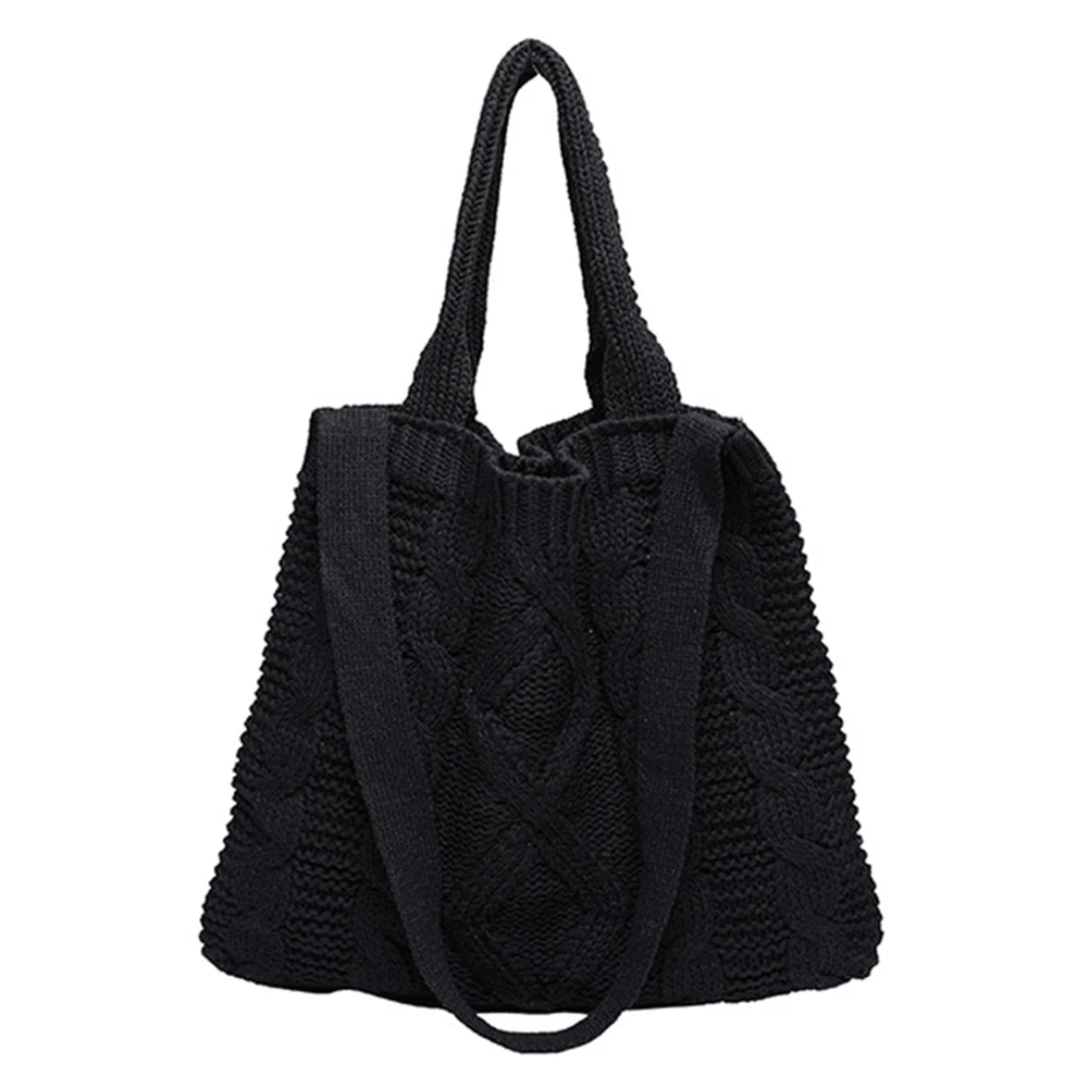 Vintage Knitted Crossbody Handbag Large Capacity Top-handle Bag