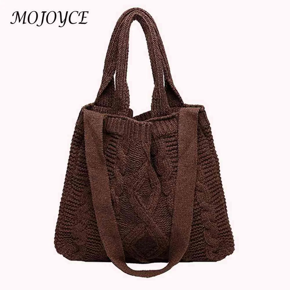 Vintage Knitted Crossbody Handbag Large Capacity Top-handle Bag
