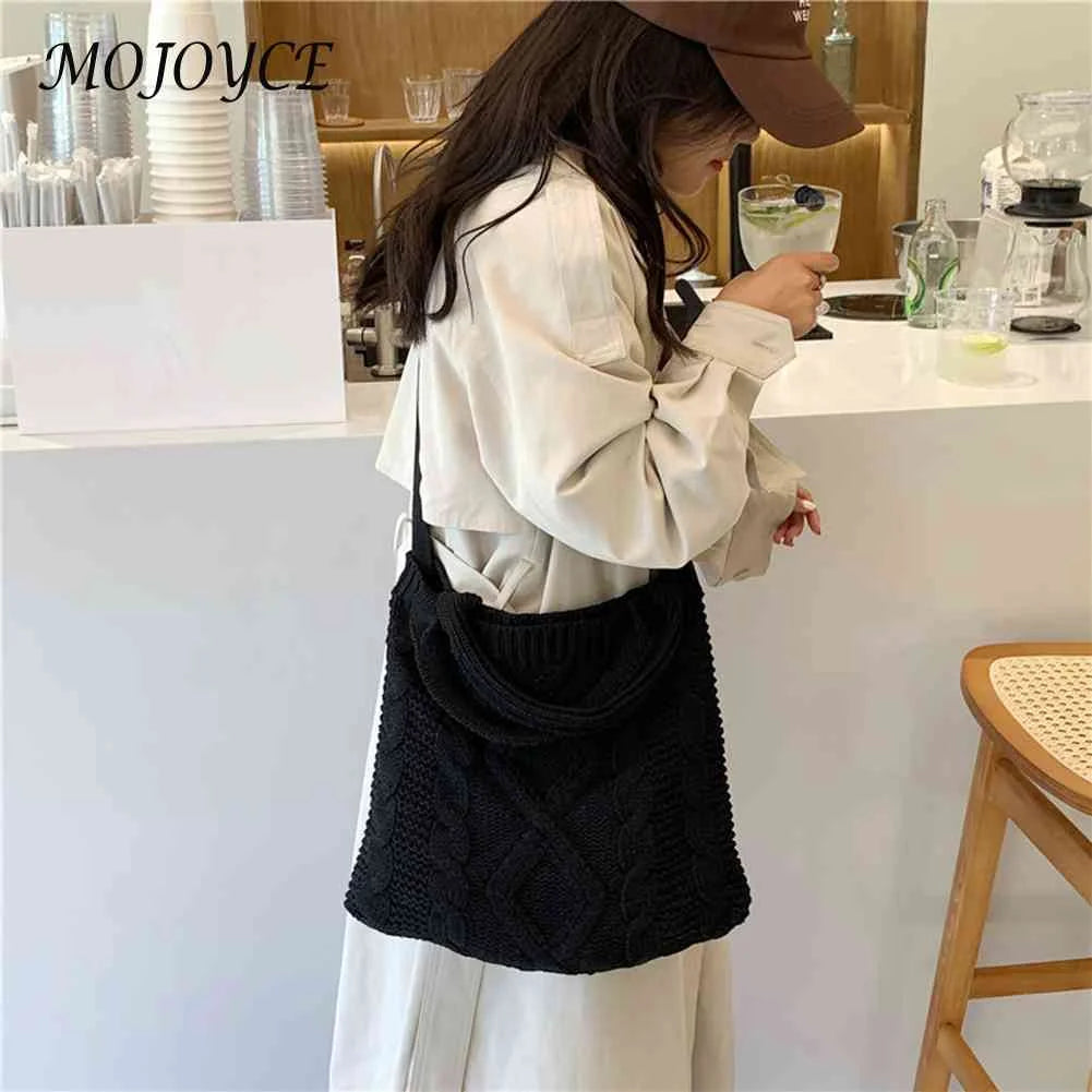 Vintage Knitted Crossbody Handbag Large Capacity Top-handle Bag