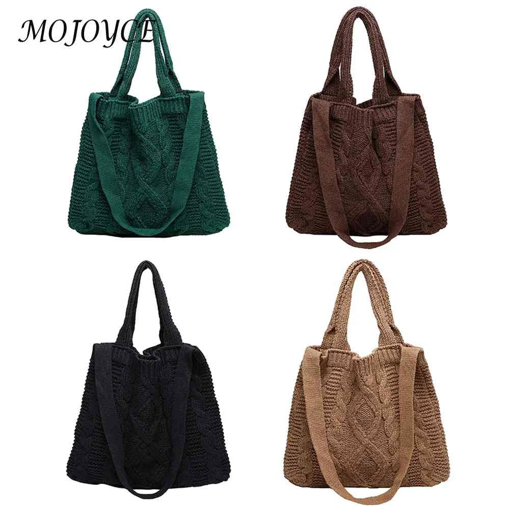 Vintage Knitted Crossbody Handbag Large Capacity Top-handle Bag