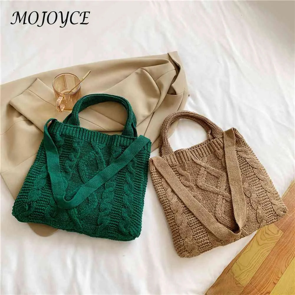 Vintage Knitted Crossbody Handbag Large Capacity Top-handle Bag