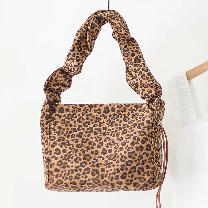 Vintage Canvas Leopard Print Shoulder Bag for Women