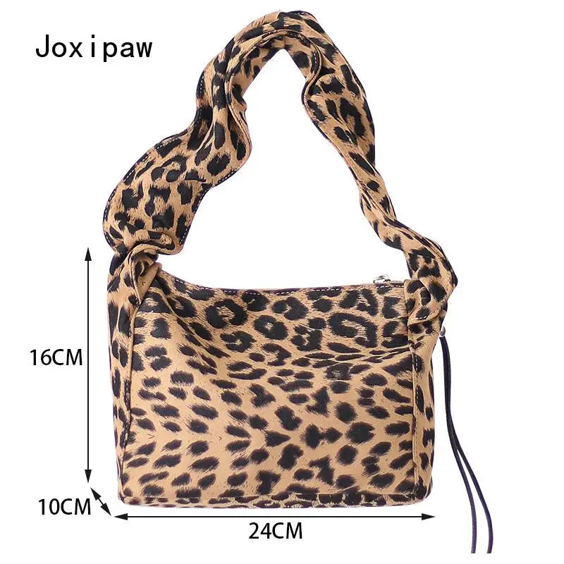 Vintage Canvas Leopard Print Shoulder Bag for Women