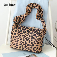 Vintage Canvas Leopard Print Shoulder Bag for Women