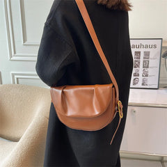Vintage PU Leather Underarm Crossbody Shoulder Bags for Women Small Saddle Bags