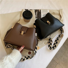 Vintage Small PU Leather Bucket Crossbody Bags For Women Lady Shoulder Handbags