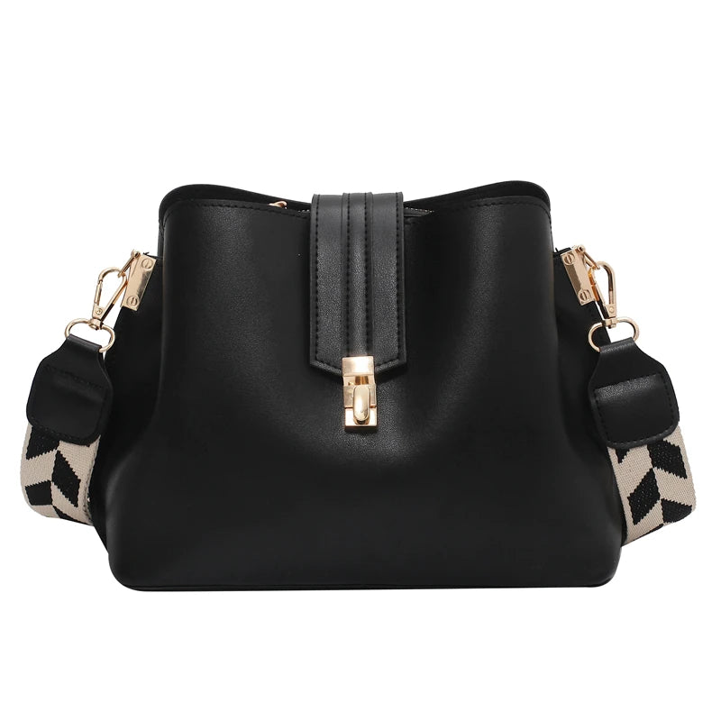 Vintage Small PU Leather Bucket Crossbody Bags For Women Lady Shoulder Handbags