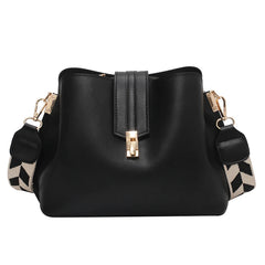 Vintage Small PU Leather Bucket Crossbody Bags For Women Lady Shoulder Handbags