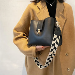 Vintage Small PU Leather Bucket Crossbody Bags For Women Lady Shoulder Handbags