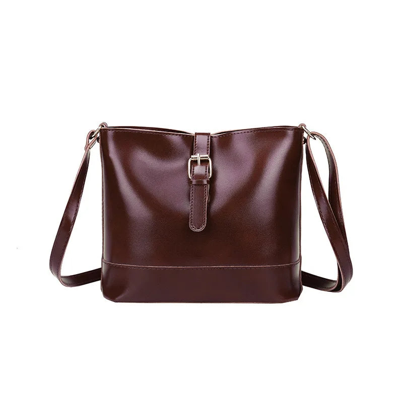 Vintage Small PU Leather Bucket Crossbody Women Lady Shoulder Handbags