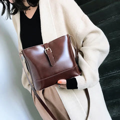 Vintage Small PU Leather Bucket Crossbody Women Lady Shoulder Handbags