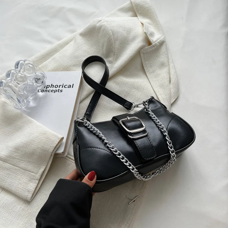 Vintage Leather Crossbody Bags for Women Chain Handbags and Purses
