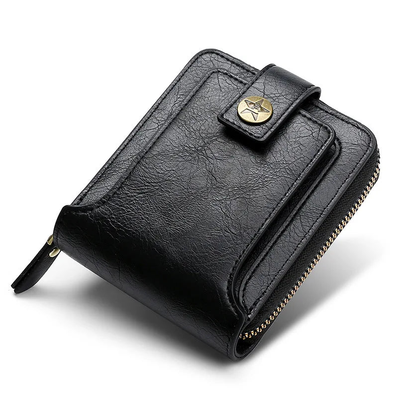 Vintage Small Men Wallet Pu Leather Short Purse Men Hasp Zipper Clutch