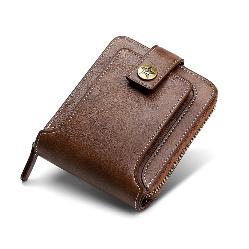 Vintage Small Men's Wallet Short Purse Zipper Clutch Porte Monnaie Homme