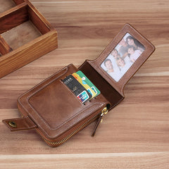 Vintage Small Men's Wallet Short Purse Zipper Clutch Porte Monnaie Homme