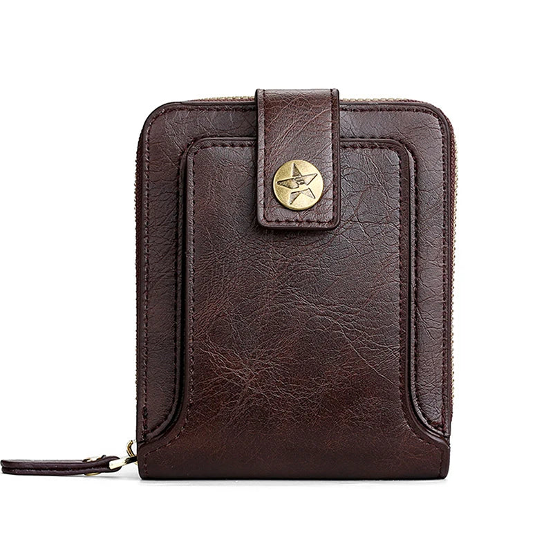 Vintage Small Men's Wallet Short Purse Zipper Clutch Porte Monnaie Homme