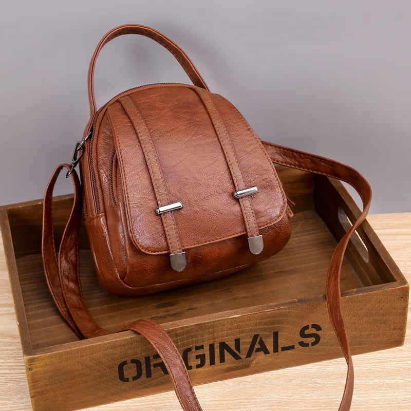 Vintage Small Shoulder Bag Soft PU Leather Crossbody Bag