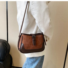 Vintage Small Nubuck Leather Shoulder Bag for Women