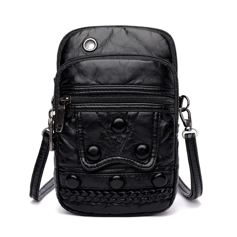 Vintage Soft Leather Crossbody Bags Small Size Shoulder Wallet Bags Women