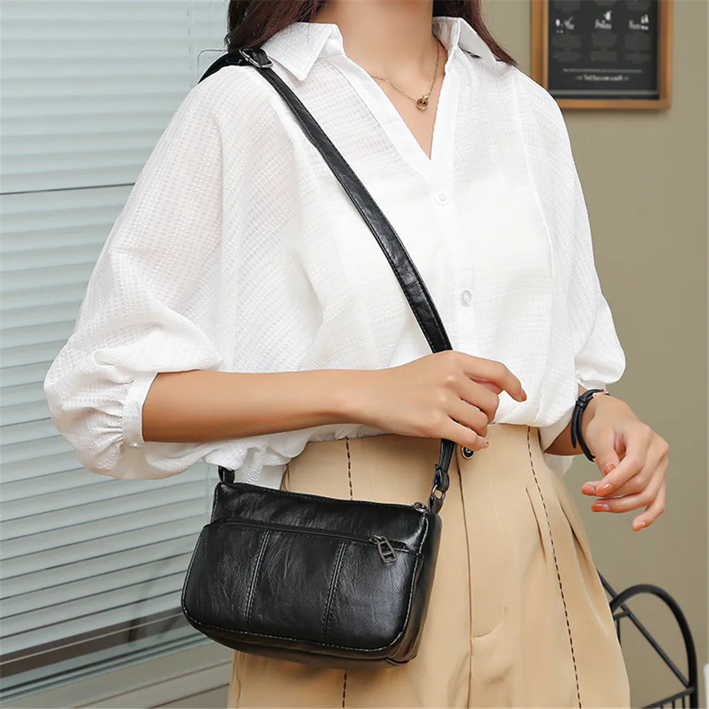 Vintage Soft Leather Ladies Crossbody Messenger Bag