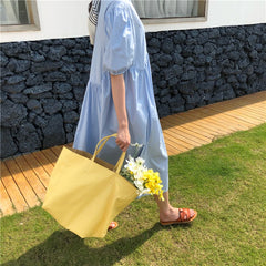 Vintage Soft Leather Women's Handbags Ladies Yellow Large Capacity Tote