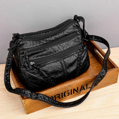 Vintage Soft PU Leather Purses Women Purse Multi-pockets Messenger Bag