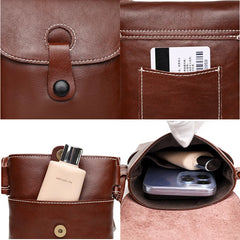 Vintage Leather Girls Phone Bag Women Shoulder Crossbody Purse