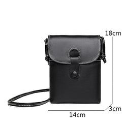 Vintage Solid Cow Leather Girls Purse Phone Bag