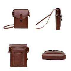 Vintage Solid Cow Leather Girls Purse Phone Bag