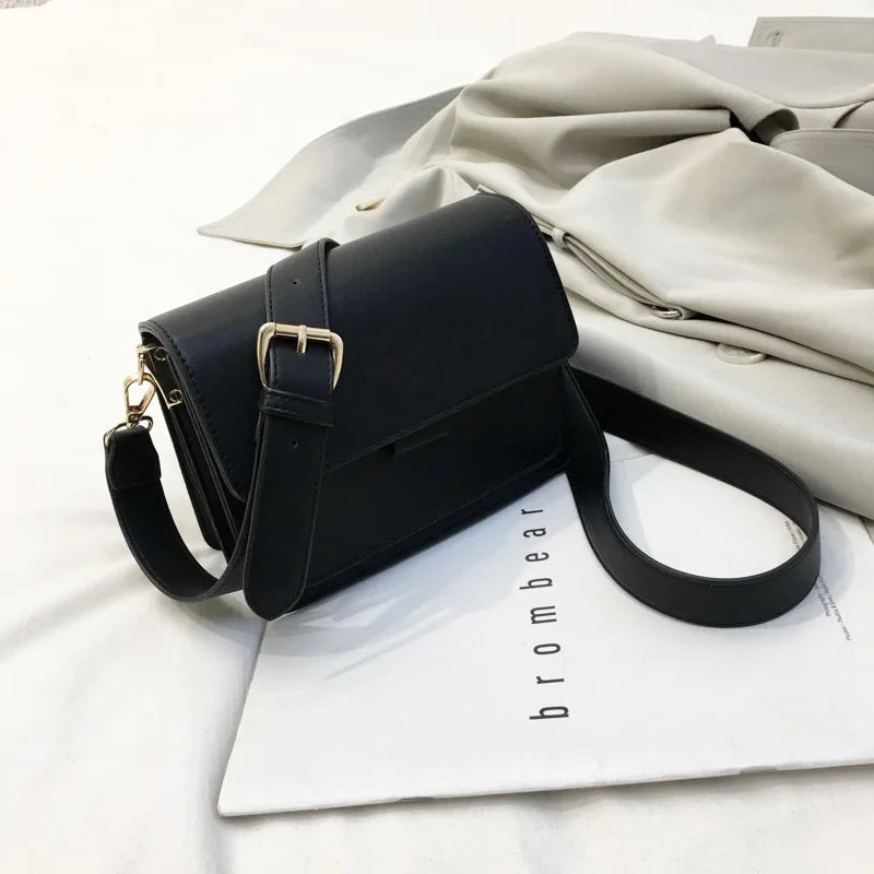 Vintage Solid Women's Shoulder Bags Pu Leather Handbag Flap Crossbody Small