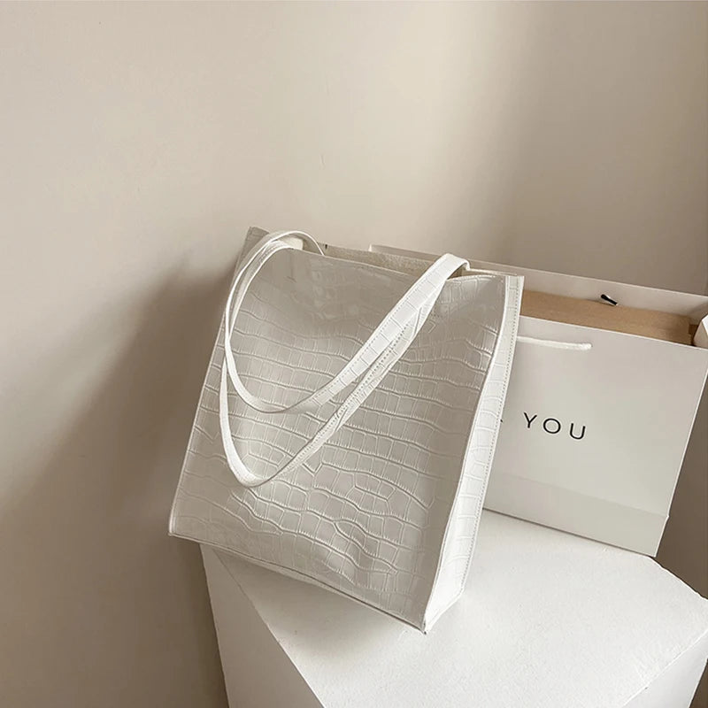 Vintage Stone Pattern Shoulder Bag For Women PU leather Totes Bag