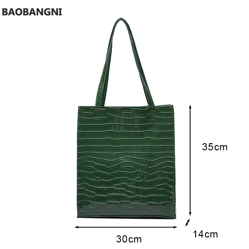 Vintage Stone Pattern Shoulder Bag For Women PU leather Totes Bag